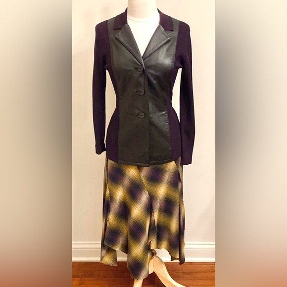 Anne Klein Dresses & Skirts - Anne Klein VTG 90s Black Leather Purple SZ 4P Whimsigoth Dark Academia Skirt Set